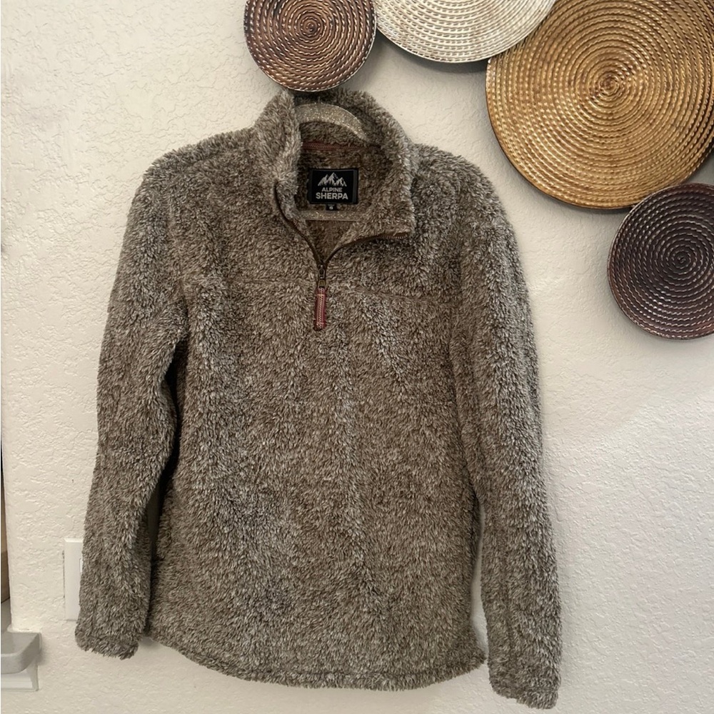 Alpine Sherpa Pullover Womens Small Half-Zip Tan size Small